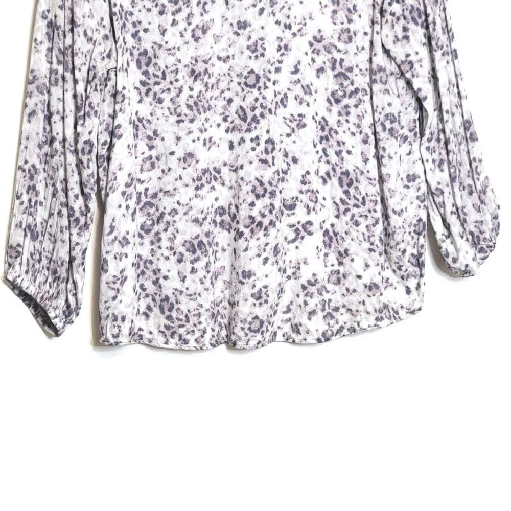 Cloth & Stone Leopard Animal Print Blouse Tie Neck Long Sleeve Purple White L - Picture 11 of 15